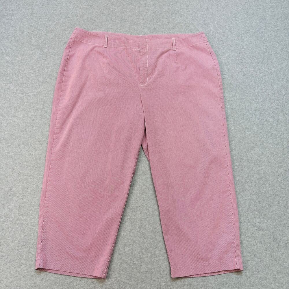 Merona Capri Pants WMNS 20W Red White Pinstripe Cropped Stretch Preppy Casual